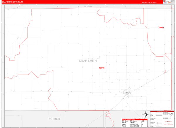 Deaf Smith County, TX Carrier Route Wall Map